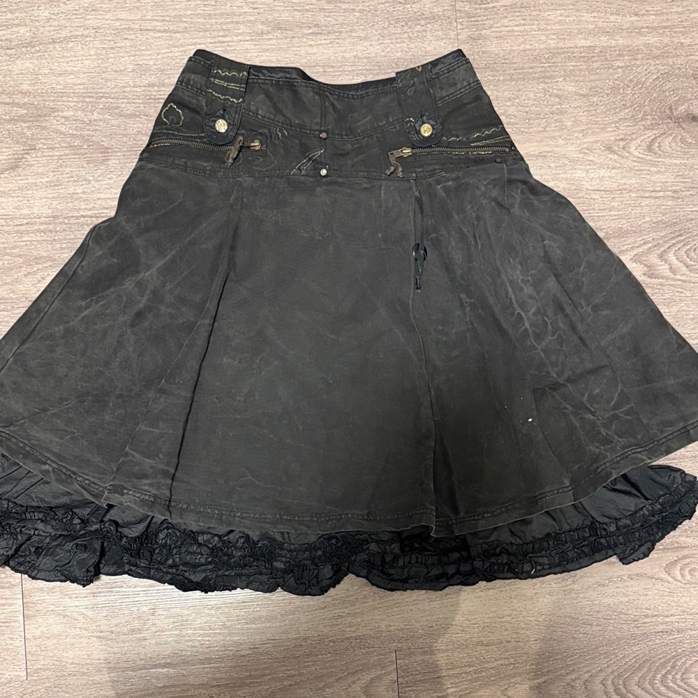 Marni Women's Black Jean Skirt with Ruffles